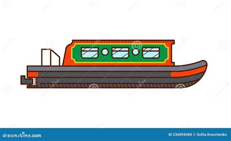 Narrow Boat Icon. Narrow Boat Side View Stock Vector - Illustration of ...