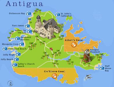 Map of Antigua | Southern caribbean, Island resort, Antigua