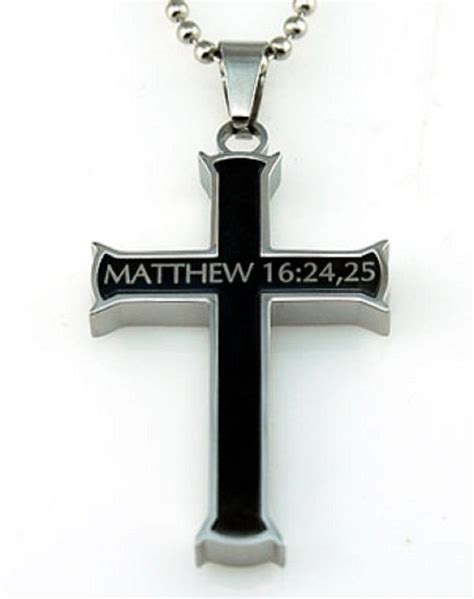 Matthew 16:24,25 Black Cross Necklace TAKE UP YOUR CROSS Bible Verse ...