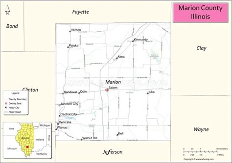 Map of Marion County, Illinois - Where is Located, Cities, Population ...