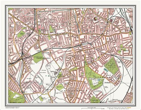 An old map of the Camberwell, Peckham area, London in 1908 as an ...