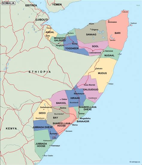 somalia political map. Vector Eps maps. Eps Illustrator Map | Our ...