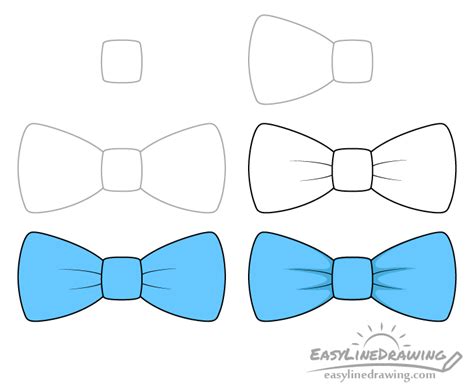 How to Draw a Bow Tie Step by Step - EasyLineDrawing