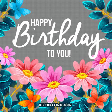 Free Happy Birhday Animated Gif Image with Flowers - birthdayimg.com