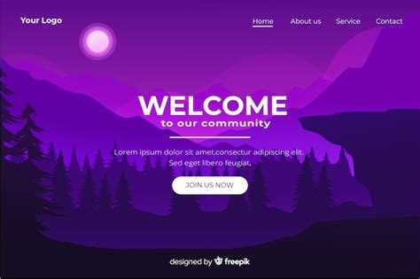 Free Vector | Welcome landing page template with landscape