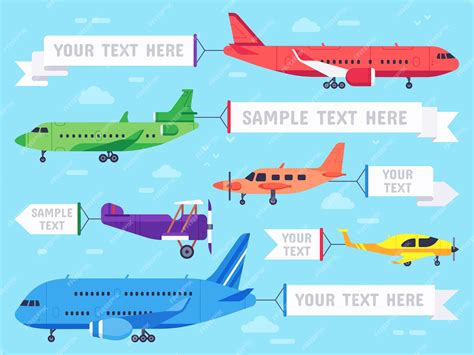 Premium Vector | Airplane with banner. flying ad aeroplane, aviation ...