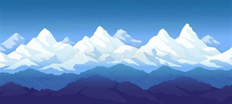 Snow Mountains Range, Rocky Silhouette. Peak Landscape, Climbing in Ice ...