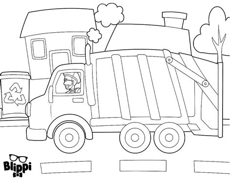 Blippi Driving Garbage Truck Coloring Page - Free Printable Coloring ...