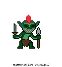 Pixel Character Green Goblin Bring Weapon Stock Illustration 2202161567 ...