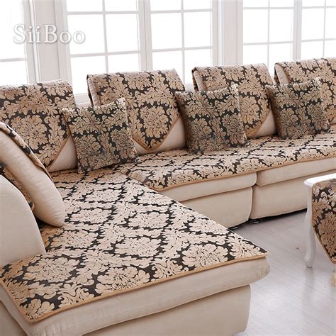 Europe-black-gold-floral-jacquard-terry-cloth-sofa-cover-plush ...