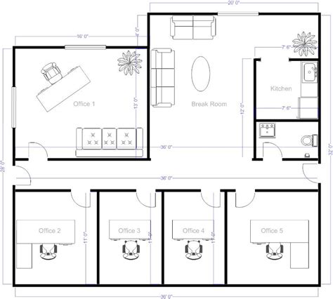 Office Layout Example - SmartDraw | Small office design, Office floor ...