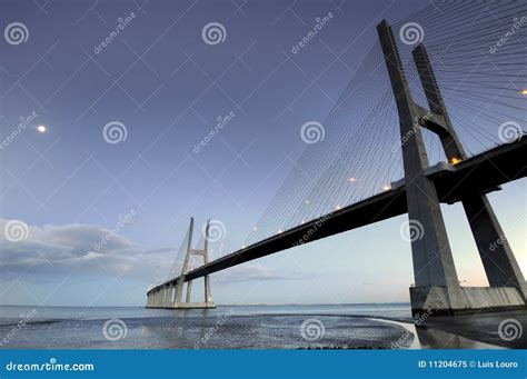 Vasco Da Gama Bridge by Night Stock Image - Image of structure, tajo ...