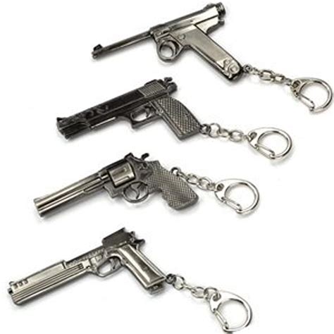 Pack Mini Gun Keychains For Men, Silver Metal Pistol Key Ring Pendants ...