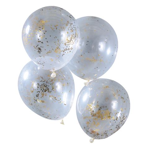 GOLD GLITTER STAR CONFETTI BALLOONS 5PCS - Pergamos