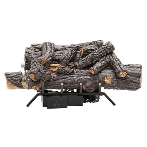 18 in Natural Gas Fireplace Logs Set w Remote Ventless Decorative Fire ...