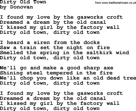 Donovan Leitch song - Dirty Old Town lyrics