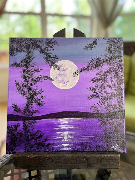 Purple Sky Original Acrylic Painting on 12x12 Canvas - Etsy