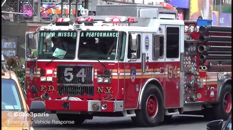 FDNY Engine 54 in Times Square Traffic - YouTube