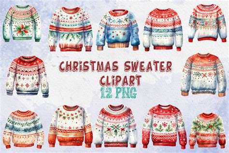 Christmas Sweater Clipart Graphic by Moon Design Store · Creative Fabrica