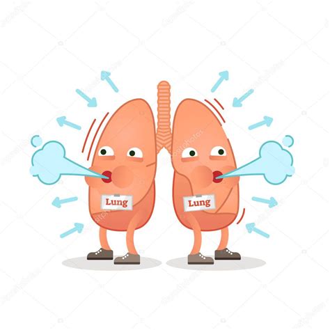 Breathing lungs character vector illustration, conceptual respiration ...