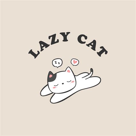 Cute lazy cat sleeping cartoon doodle illustration 4238043 Vector Art ...