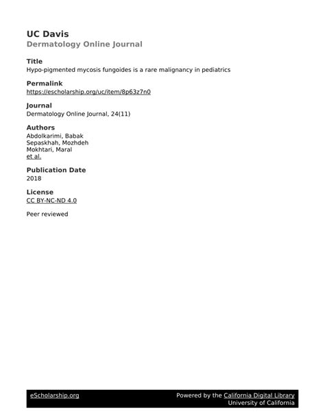 (PDF) Hypopigmented Mycosis Fungoides is a rare malignancy in Pediatrics