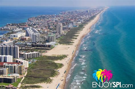 An aerial shot of the south beach of South Padre Island. For more ...