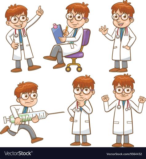 Doctor cartoon character set Royalty Free Vector Image