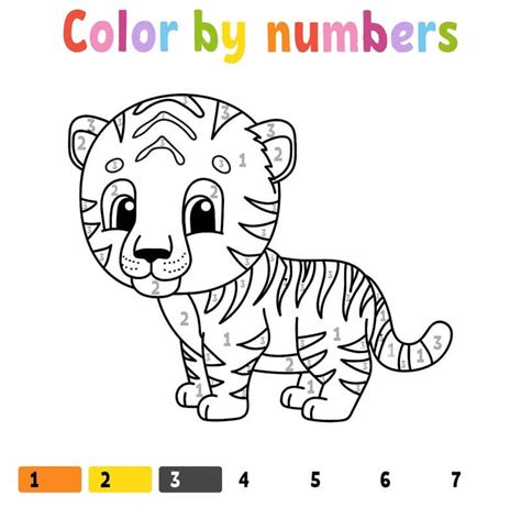 Baby Cute Tiger color by number - Download, Print Now!