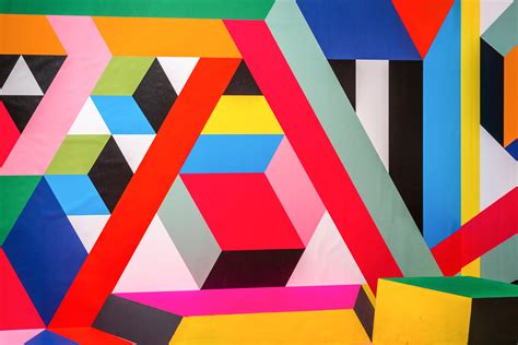 Orren Ellis Colorful Geometric Shapes, Street Art - Wrapped Canvas ...