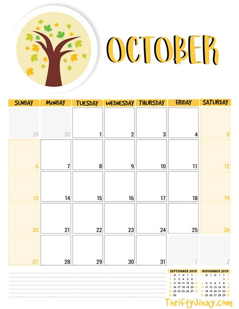 Printable October Calender - Printable Word Searches