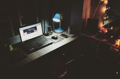 Computer Laptop Desk Light Lamp Dark Room Wallpaper,HD Others ...