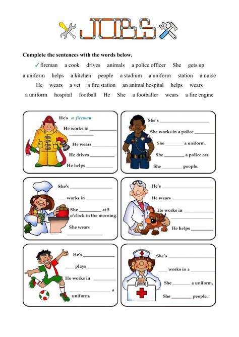 Jobs Reading Comprehension Worksheets Pdf - Dorothy Jame's Reading ...