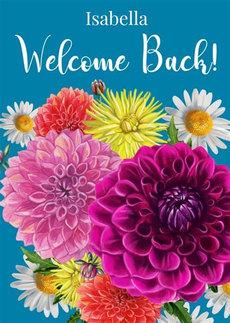 Bright Flowers Illustration Customisable Welcome Back Card | Moonpig