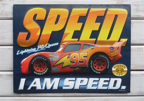 Disney LIGHTNING McQUEEN I Am Speed = CARS = Piston Cup METAL SIGN ...