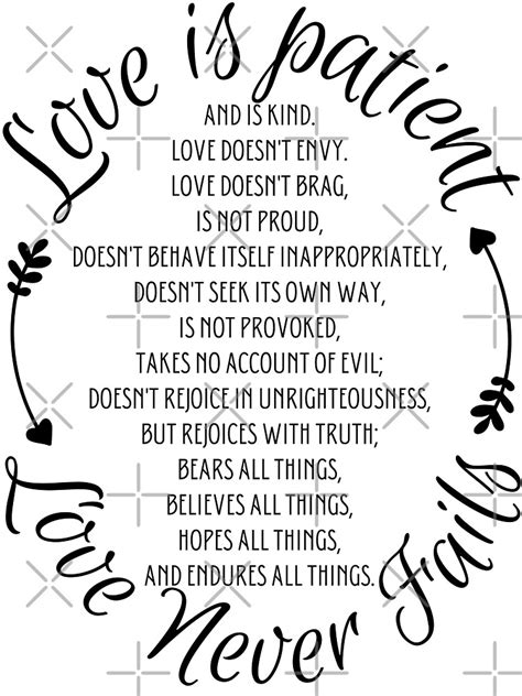 "Love is Patient Bible Verse (Black Text)" Poster by SBerries | Redbubble