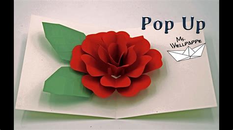 how to make a easy Pop Up Card - Flowers - Rose - Paper Craft Tutorial ...