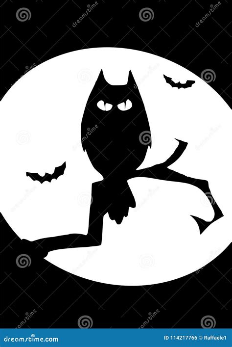 Halloween Owl Outline Black Silhouette Stock Vector - Illustration of ...