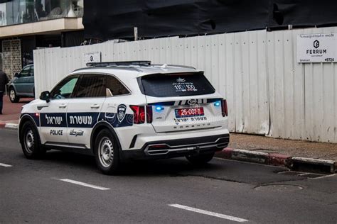 Police car in Israel editorial photography. Image of organized - 243453542