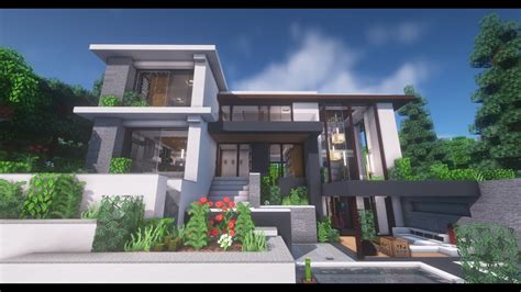 Minecraft: Realistic Modern House Tutorial (Exterior) - YouTube