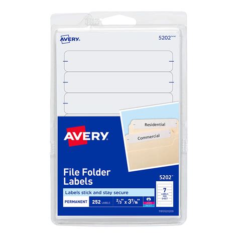 Buy Avery File Folder Labels, Laser and Inkjet Printers, 1/3 Cut, White ...