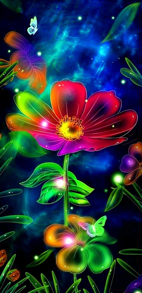 Neon flower | Abstract art images, Neon flowers, Flower iphone wallpaper