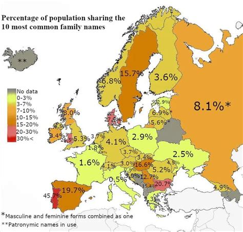 Diversity of surnames in Europe - 9GAG