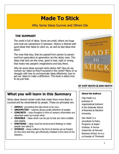 Executive Book Summary of MADE TO STICK