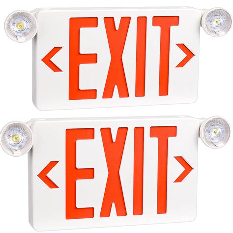 Buy 2-Pack Red LED Emergency Exit Signs, Two Adjustable Head, AC 120V ...