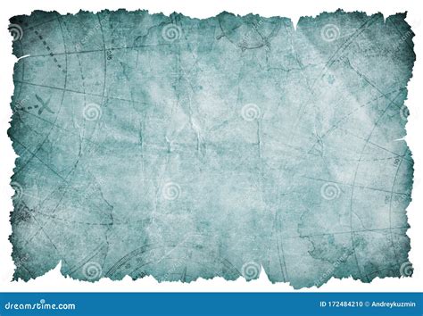 Old Blue Torn Blank Treasure Map Isolated Stock Photo - Image of grungy ...