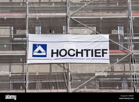 Hochtief AG, logo of the construction company on a banner on the Stock ...