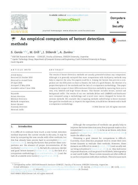 (PDF) An empirical comparison of botnet detection methods | Sebastian ...