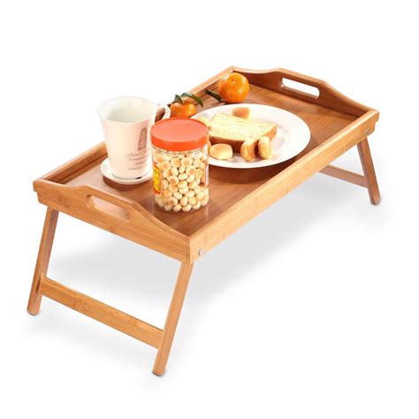 Bed Tray Table Breakfast Tray Bamboo Folding Bed Table Serving Snack ...