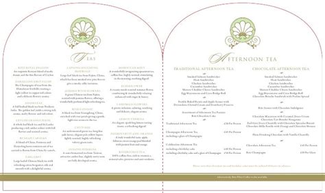 The Ritz London Palm Court Menu